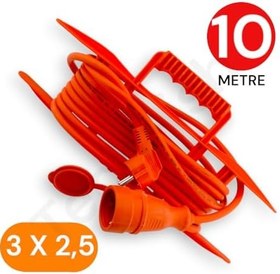 Resim Tek-İş 10 Metre Uzatma Kablosu - 3x2,5 mm² TTR Bakır, Topraklı, Erkek-Dişi Fişli Seyyar Kablo 