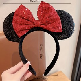 Resim Minik Başlıklı Mickey Bandana ve Minnie Kulaklı Fotoğraf Aksesuarı - Eğlence Parkı İçin 
