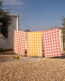 Resim Kareli Dokulu Peştemal Turuncu - Turuncu / 90x160 