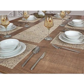 Resim Amerikan Servis Supla Ve Runner Set Bej 