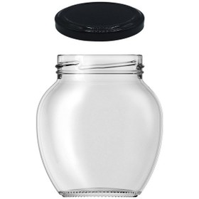 Resim 210 Ml Metal Siyah Kapaklı 210 Cc Cam Konserve Yumurta Kavanoz 1 Adet 