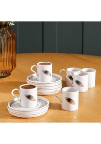 Resim Kütahya Porselen Bone Desıre 6 Kişilik 12 Parça Kahve Fincan Takımı 