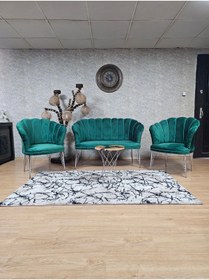 Resim ZAFİR Krom Kaplama Tel Ayak Papatya Çay Seti Koltuk Takımı , Balkon, Salon, Ofis, Cafe Koltuk Takımı 