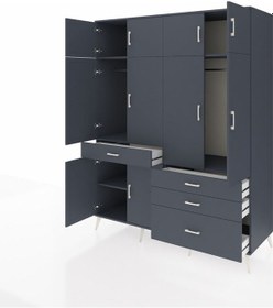 Resim Kronos Gardrop 5 Raflı 4 Çekmeceli 2 Askılı 176x59x221 Antrasit-antrasit Antrasit 