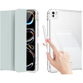 Resim İpad Pro 11 2024 Kılıf Magnetik Ayrılabilen Aihttgli Uyumlu Zore Sliding Tablet Kılıfı-açık Yeşil Tablet Kılıfı 