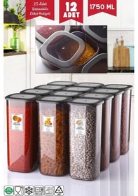 Resim Nandy Home Etiketli 12 Adet 1750 Ml Ekonomik Kırılmaz Antrasit Saklama Kabı Antrasit 