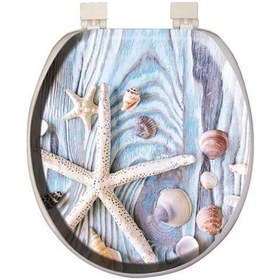 Resim Comfort Lüks Klozet Kapağı Beyaz Mavi Deniz Yıldızlı Desen 