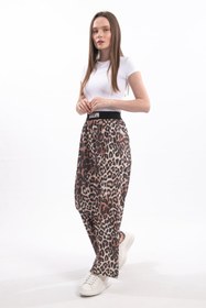 Resim HatunAtila Leopar Baskılı İnce Dokuma Triko Etekli Pantolon 04 - S/M 