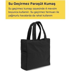 Resim Çanta Sepetim Kadın Puf Kumaş Kabartmalı Çanta - Siyah 