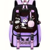 Resim Sanrio for kuromi Sırt Çantası - Siyah ve Mor, Çoklu Bölümler, Ayarlanabilir Askılar, Hafif, Günlük Stil, Seyahat, Yürüyüş, Spor ve Üniversitesi Kullanımı için İdeal, Günlük Sırt Çantası | Oyuncak Tasarımı | Dayanıklı Oxford Kumaş, Sevimli Sırt Çantası 