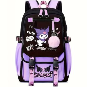 Resim Sanrio for kuromi Sırt Çantası - Siyah ve Mor, Çoklu Bölümler, Ayarlanabilir Askılar, Hafif, Günlük Stil, Seyahat, Yürüyüş, Spor ve Üniversitesi Kullanımı için İdeal, Günlük Sırt Çantası | Oyuncak Tasarımı | Dayanıklı Oxford Kumaş, Sevimli Sırt Çantası 