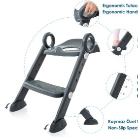 Resim BabyJem Basamaklı ve Katlanır Klozet Adaptörü Gri - Gri / STD 