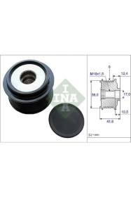 Resim Ina 535021010 535021010 Alternatör Kasnağı Rulmanlı Golf Vı Vıı Passat Transporter T5 A1 A3 A4 A5 A6 Tt Leon 2 