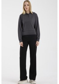 Resim Oversize Kapüşonlu Yumuşak Dokulu Sweatshirt - Antrasit Antrasit 