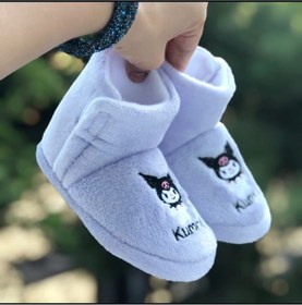 Resim Pandalina Kız çocuk lila panduf yandan cırtlı Kaydırmaz Taban Anaokulu Kreş Ev Ayakkabısı 