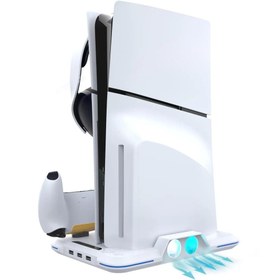 Resim GD34 PS5 Slim Fanlı Dikey Stand Şarj Uyumlu Playstation 5 Rgb Işıklandırmalı 