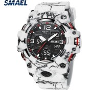 Resim Hanyang Camo-Whıte Erkekler Saatler Spor Smael Askeri Izle Kamuflaj Tarzı 50 M Su Geçirmez Saat Alarm Kronometre 8008 Erkekler Için Kuvars Saatı (Yurt Dışından) 