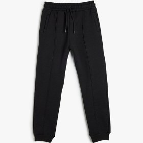 Resim Koton Jogger Eşofman Altı Beli Bağlamalı Cepli Şardonlu Siyah 5wkb40079tk Siyah 
