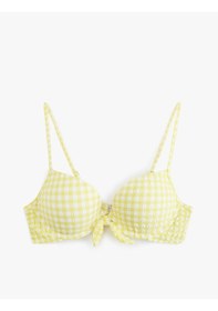 Resim Koton Fiyonklu Pötikare Desenli Push Up Bikini Üstü Sarı Ekose 5sak10240mm Sarı Ekoseli 