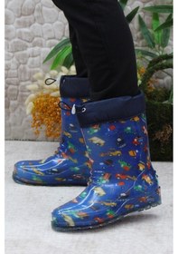 Resim Fort 7061 Lacivert Araba İçi Peluşlu Su Geçirmez Erkek Çocuk Kar Yağmur Çizmesi 001 