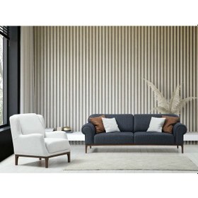 Resim London 3+1 Berjer Koltuk Takımı (Antrasit+ Ares Beyaz) 