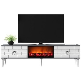 Resim Varna Tv Sehpası Şömineli Alt Modül Antrasit-beyaz 