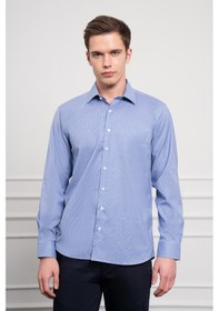 Resim Erkek Lacivert Pamuk Trend Regular Fit Sert Yaka Gömlek 25mc004037200 Lacivert Lacivert 