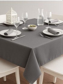 Resim Sıvı Geçirmez Dertsiz Leke Tutmaz Kumaş Mutfak Masa Örtüsü 140 X 180 Cm Gri 