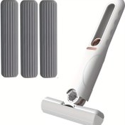 Resim 4 adet/1 Set Mini Mop Kendinden Sıkıştırma Mekanizmi ile - Taşınabilir, Beyaz Sentetik Fiber Temizlik Aracı, Ev, Oturma Odası, Yatak Odası, Mobilya ve Pencere Temizliği için Uygun, Pencere Temizleme Aracı | Modern Mini Mop | Kompakt Tasarım 
