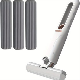 Resim 4 adet/1 Set Mini Mop Kendinden Sıkıştırma Mekanizmi ile - Taşınabilir, Beyaz Sentetik Fiber Temizlik Aracı, Ev, Oturma Odası, Yatak Odası, Mobilya ve Pencere Temizliği için Uygun, Pencere Temizleme Aracı | Modern Mini Mop | Kompakt Tasarım 