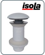 Resim İsola Lavabo gider süzgeci, beyaz seramik pop-up basmalı bas-aç klik klack, bağlantı ağzı 1 1/4'' (4.2 cm) 