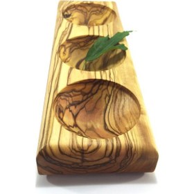 Resim Zeytin Ağacı Ahşap Sosluk Çerezlik Üçlü 