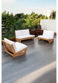 Resim Conforlove Bahçe Balkon Masif Kestane Ahşap Koltuk Takımı 2+1+1 