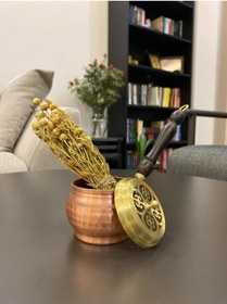 Resim Pirinç Kapaklı Topak Bakır Tütsülük Üzerlik Otu Hediyeli 