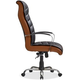 Resim Deri Ofis Koltuğu Bilgisayar - Ofis - Müdür - Büro - Makam Çalışma Koltuğu Krom Ayaklı Siyah Kahve 