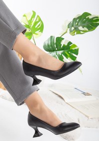 Resim Goteen Kadın Siyah Cilt Nicole Rahat Şık 5 Cm Topuklu Ayakkabı Stiletto 