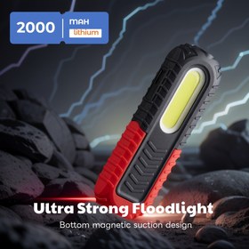 Resim Ultra-Strong 2000mAh Manyetik LED Çalışma Lambası - Araba ve Çoklu Sahne Kullanımı için Dayanıklı, Şarj Edilebilir Sel Lambası, USB Kablosu Dahil, Su Geçirmez, Lityum Pil, 7W Maksimum Çıkış, Acil Kurtarma Aracı | Sağlam Sel Lambası Tasarımı | Manyetik Tabanlı Lamba, Manyetik Tabanlı Çalışma Lambası 