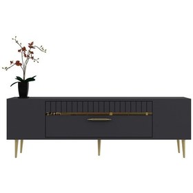 Resim Dekolp1ct Tv Sehpası Antrasit-altın 