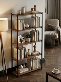 Resim Orion 5 Raflı Metal Çok Amaçlı Kitaplık Tropik Ceviz Ceviz - Siyah 