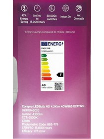 Resim Philips Corepro LED 40W E-27 6500 Kelvın 4300 Lumen Göz Yormaz Kaliteli Soğuk Beyaz Işık Torch Ampul 