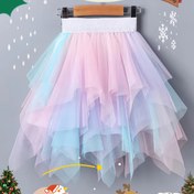 Resim Kızlar için Degrade Mesh Katlı Etek - Asimetrik Orta Boy Prenses Elbisesi ile Katmanlı Etek Tasarımı, Gençler ve Kızlar için Nefes Alabilir ve Şık, Tüm Mevsimler İçin Giyilebilir, Kızlar için Sevimli Etekler, Canlı Gençler Kıyafeti, Zarif Kumaş Detayı 