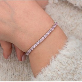 Resim Gümüş Pembe Zirkon Taşlı Su Yolu Kadın Bileklik Sl10781 Gümüş 