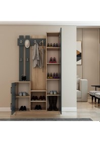 Resim Afillibebek Nova Kapaklı Aynalı Portmanto Vestiyer Tamamı Mdflam 