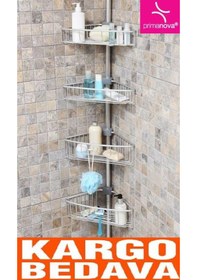 Resim Primanova Alüminyum Raflı Yaylı Banyo Köşe Rafı M-N29-30 