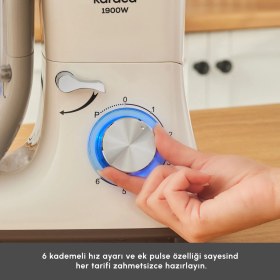 Resim Karaca Chefcrafter Stand Mikser 1900 W Güç, 7 Lt Kapasite ve 6 Kademeli Hız Ayarıyla Beyaz 