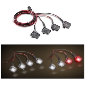 Resim Geekyou 1/10 Rc Tırmanıcı Araçları İçin 4 Adet Kare Led Lambalar 2 Kırmızı + 2 Beyaz , 4.8-6v, 20mm Çaplı, Hsp Axial Traxxas Uyumlu 