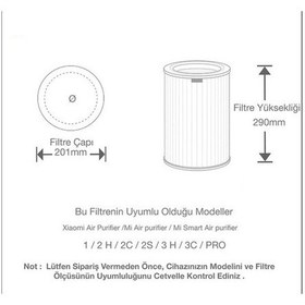 Resim Purmed Xiaomi Smart Air Purifier 4 Uyumlu Rfid Çipli Hepa + Karbon Filtre Gri 