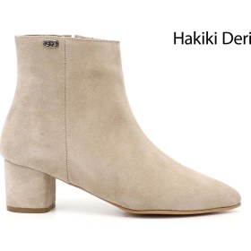 Resim Gönderi R Bej Süet Fermuarlı Sivri Burun Hakiki Deri Bot Bej 