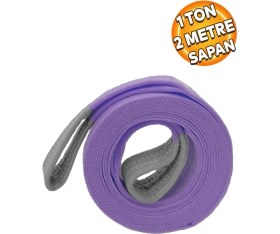 Resim Sapan Polyester Spanzet 1 Ton 2 Metre Mor Sağlam Yük Kaldırma Taşıma Indirme Halat 