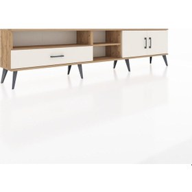 Resim Arges Tv Ünitesi 3 Raflı Tek Çekmeceli 2 Kapaklı 220x30x51 Çam-aytaşı Aytası/aytası - Atlas Çam 